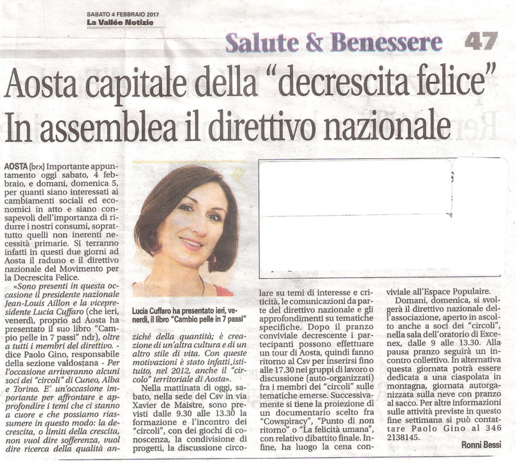 Movimento Decrescita Felice: assemblea direttivo nazionale