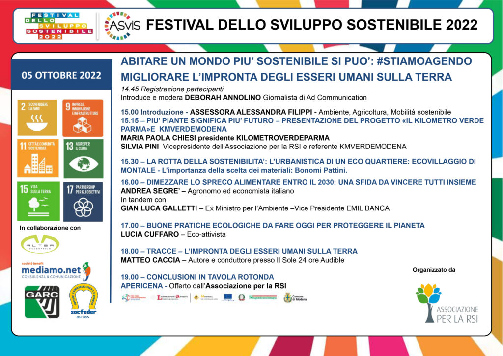 Festival dello Sviluppo Sostenibile - Ottobre 2022 - Programma